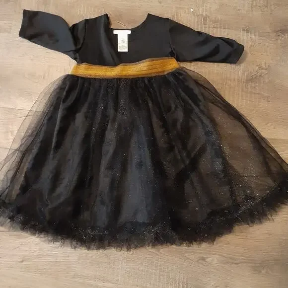 Pottery Barn Kids Black Orange Costume A-line Party Dress 12 24 mths Sparkles - Picture 1 of 4